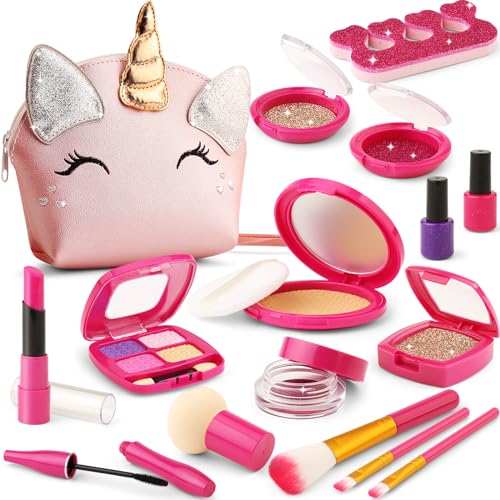 WESAYEE Pretend Makeup Kit for Toddlers Girls Play Makeup Set for Kids 35 Unicorn Toy Purse with Fake Make up for Little Girls 46 Gifts for 3 4 5 6 7 8 Year Old - Image 1