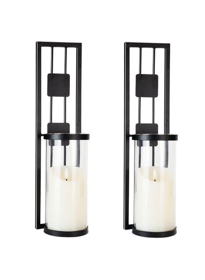 Homemory Wall Sconces Candle Holder Set of 2, Modern Metal Rustic Wall Decor for Living Room, Dining Room, Bedroom, Bathroom(Black) - Image 1