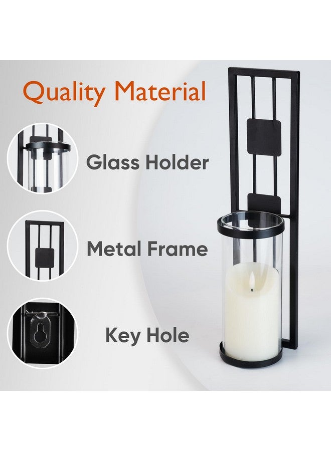 Homemory Wall Sconces Candle Holder Set of 2, Modern Metal Rustic Wall Decor for Living Room, Dining Room, Bedroom, Bathroom(Black) - Image 5