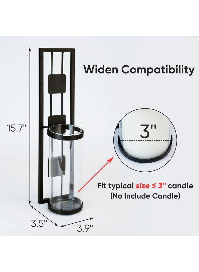 Homemory Wall Sconces Candle Holder Set of 2, Modern Metal Rustic Wall Decor for Living Room, Dining Room, Bedroom, Bathroom(Black) - Image 4