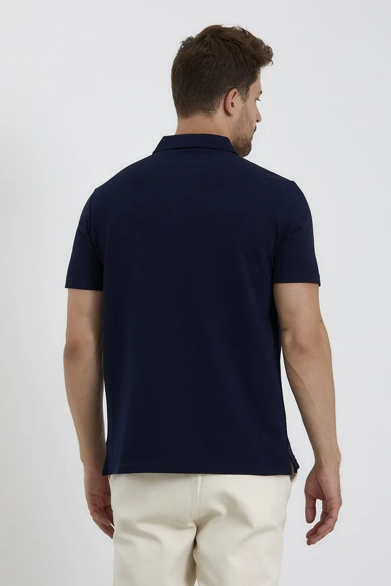 Odelon Men's Basic Polo Neck T-Shirt (Regular Fit) Navy Blue