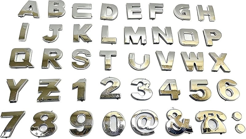Alieemo 40PCS Car Letters Emblem, 3D Number Symbol Vehicle Badge Decal, Weatherproof Adhesive Logo Automotive Side Rear Trunk Outdoor Wall Sticker Decor, Universal Car Accessories - Image 1