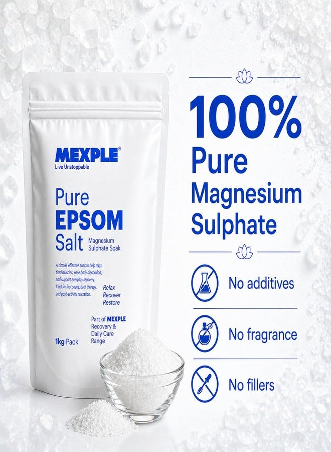 MEXPLE Epsom Bath Salt Crystals - 1KG | for Bath Soak Relaxing | for Tub Foot Soak Body Soak Bath Salts | for Spa Home Use Magnesium Sulfate Crystals Easy Dissolve - Image 3