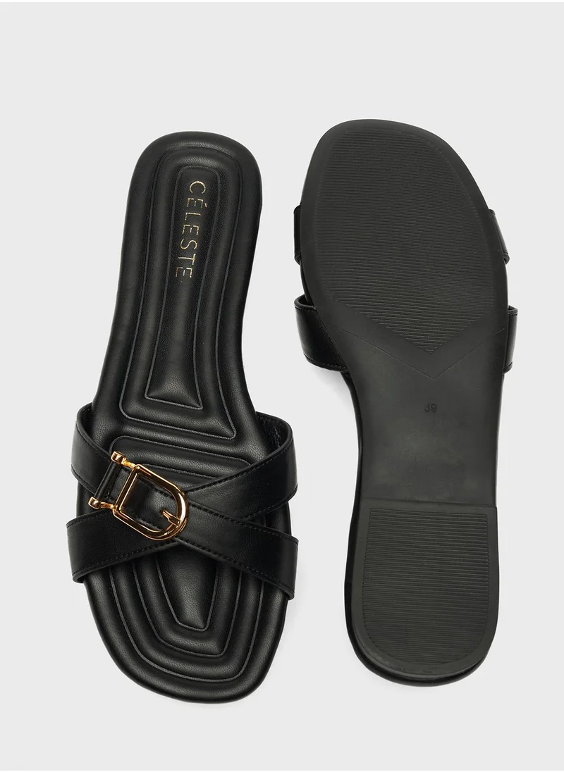 Celeste Criss Cross Strap Flat Sandals