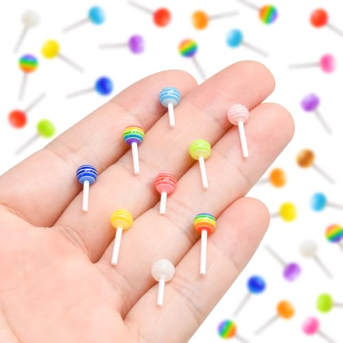 HOMICO 100 Pieces Mini Lollipop for Dollhouse Miniatures Mini Food for Crafts Tiny Resin Things for Dollhouse Mini Kitchen Micro Landscaping Decoration - Image 5