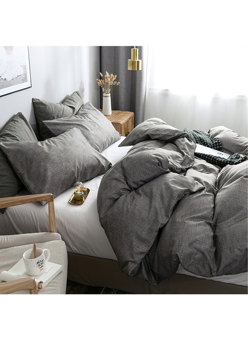 Cotton Duvet Cover Set, 100% Washed Microfiber, Soft and Breathable 3 Pieces, 1 Duvet Cover 200x230cm with Zipper Closure and 2 Pillow Shams, Comforter Not Included