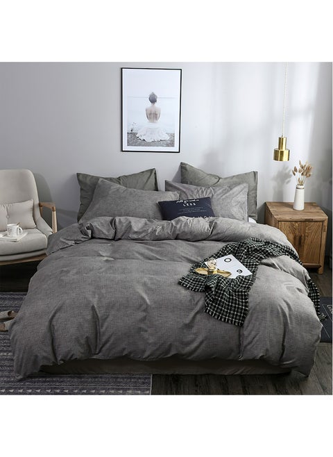 Cotton Duvet Cover Set, 100% Washed Microfiber, Soft and Breathable 3 Pieces, 1 Duvet Cover 200x230cm with Zipper Closure and 2 Pillow Shams, Comforter Not Included