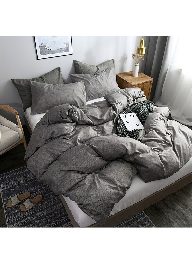 Cotton Duvet Cover Set, 100% Washed Microfiber, Soft and Breathable 3 Pieces, 1 Duvet Cover 200x230cm with Zipper Closure and 2 Pillow Shams, Comforter Not Included