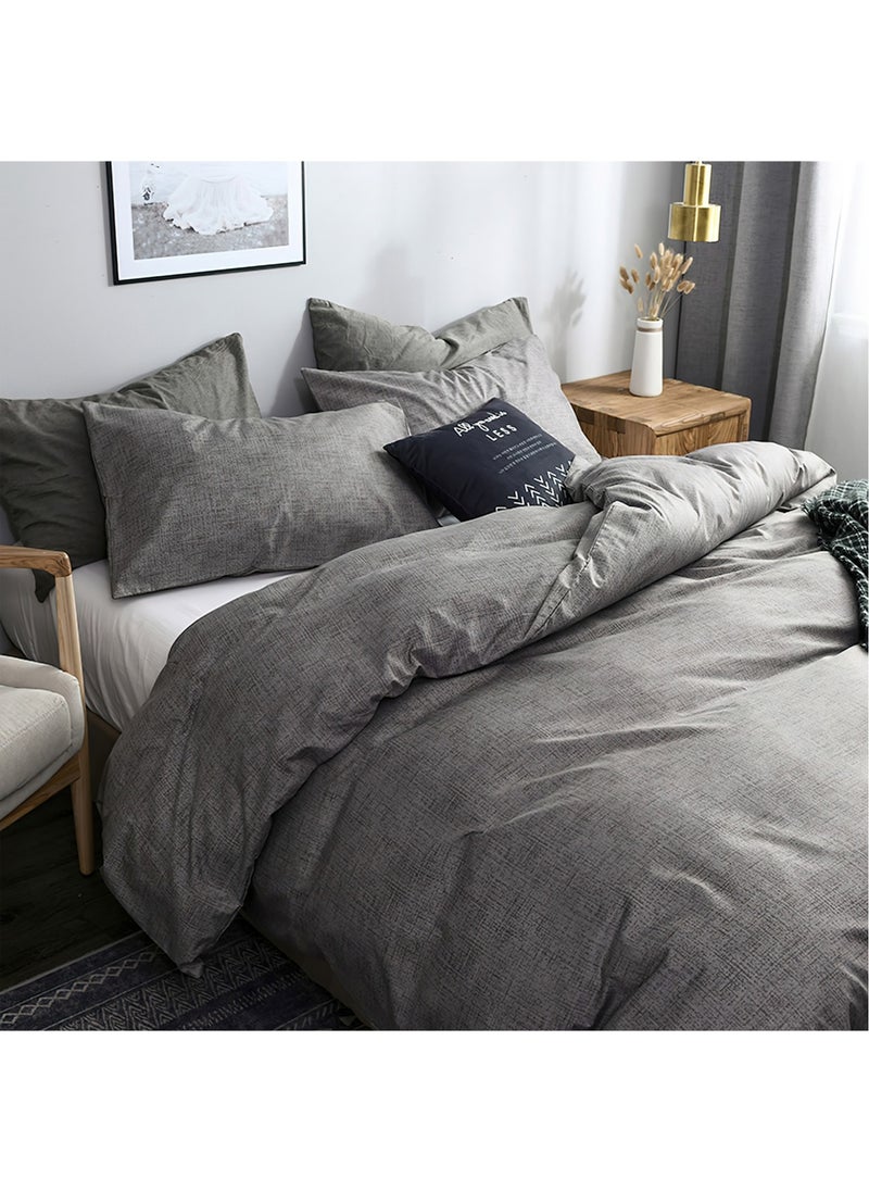 Cotton Duvet Cover Set, 100% Washed Microfiber, Soft and Breathable 3 Pieces, 1 Duvet Cover 200x230cm with Zipper Closure and 2 Pillow Shams, Comforter Not Included