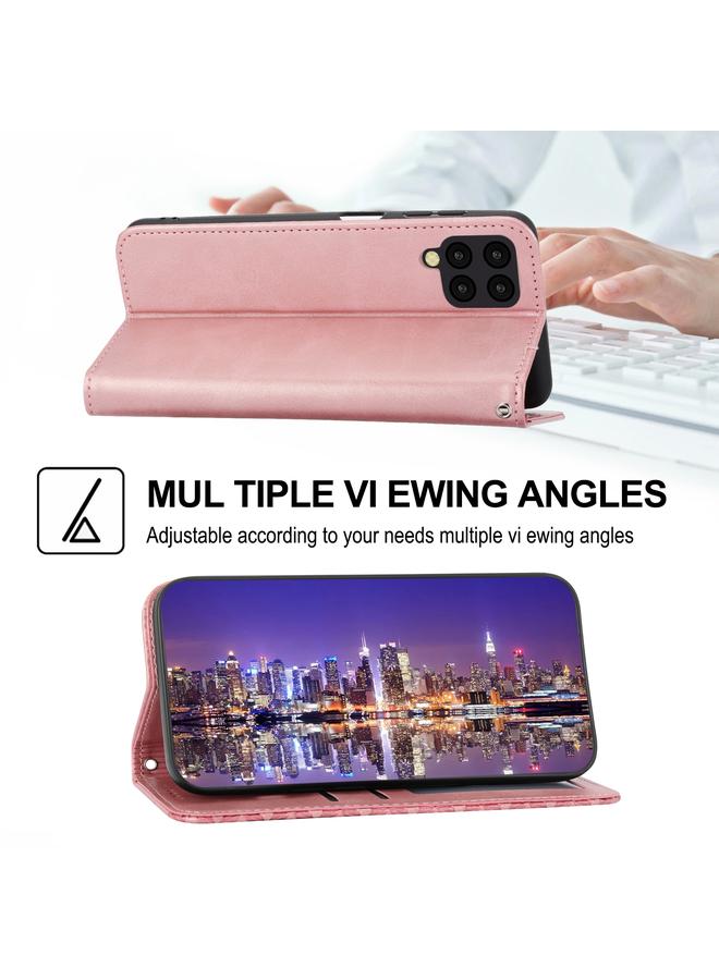 S-TOP Case For Samsung Galaxy A22 4G Cubic Grid Calf Texture Magnetic Closure Leather Phone Case - Image 5