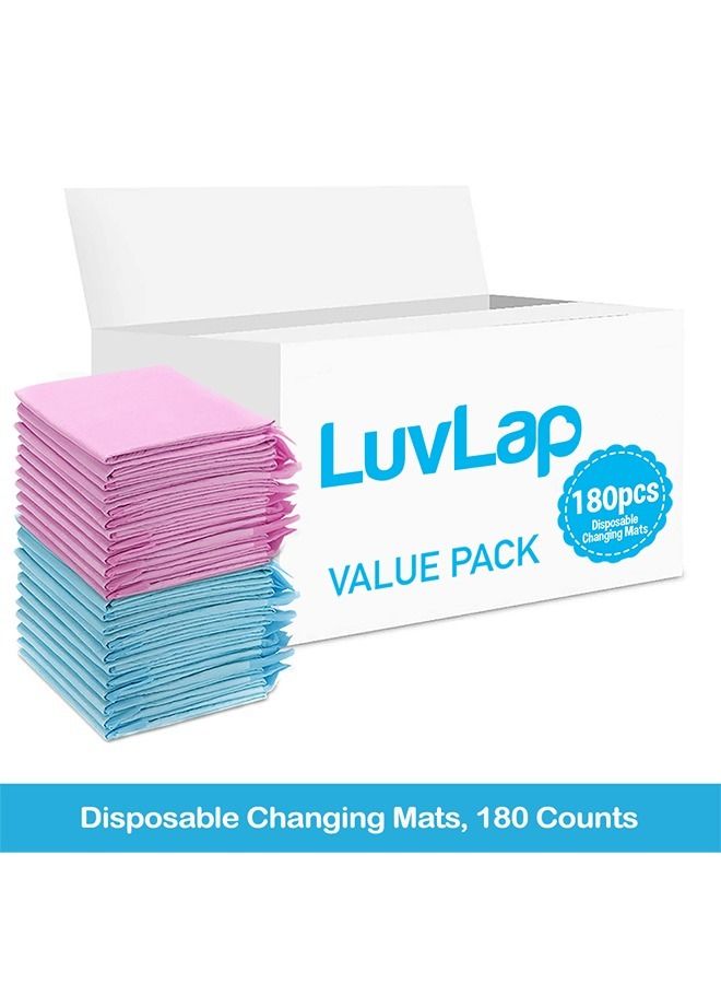 Luvlap Disposable Changing Mats, 180 Counts, Soft Waterproof Mat, Portable Leak Proof Changing Mat, New Mom Leak-Proof Under pad, Mattress Table Protector Pad - Image 2