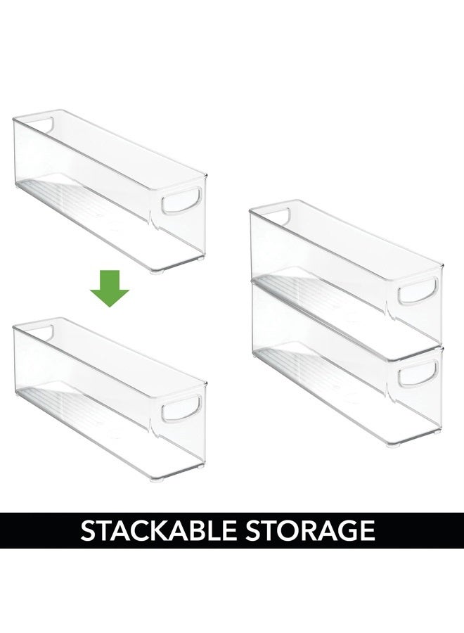 mDesign Plastic Long Stackable Storage Organizer Container, Organization Bin w/Handles for Kitchen, Pantry, Fridge, Freezer, Cabinet, Perfect to Hold Breast Milk - Ligne Collection - 2 Pack, Clear - Image 3