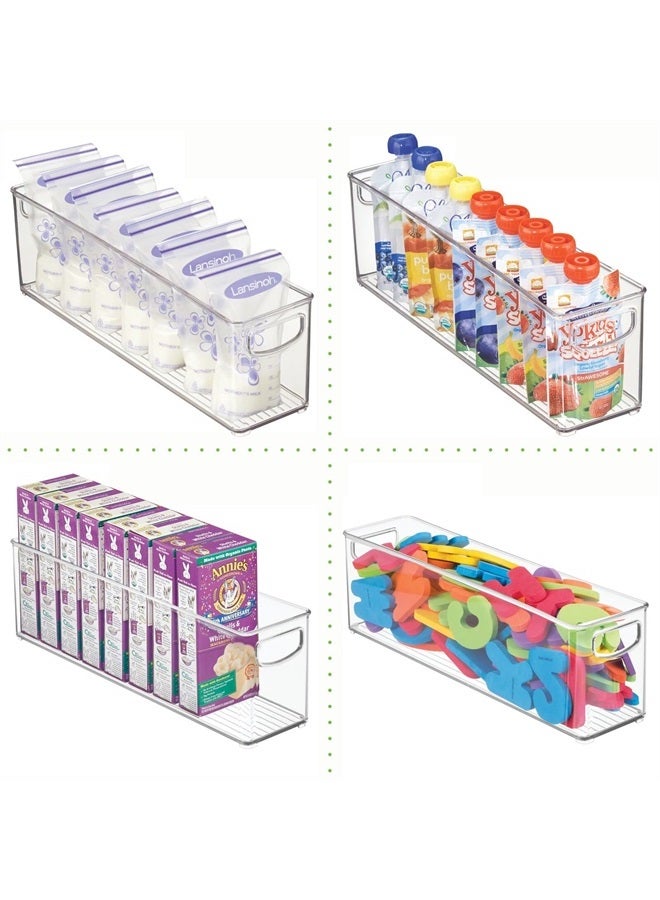 mDesign Plastic Long Stackable Storage Organizer Container, Organization Bin w/Handles for Kitchen, Pantry, Fridge, Freezer, Cabinet, Perfect to Hold Breast Milk - Ligne Collection - 2 Pack, Clear - Image 4