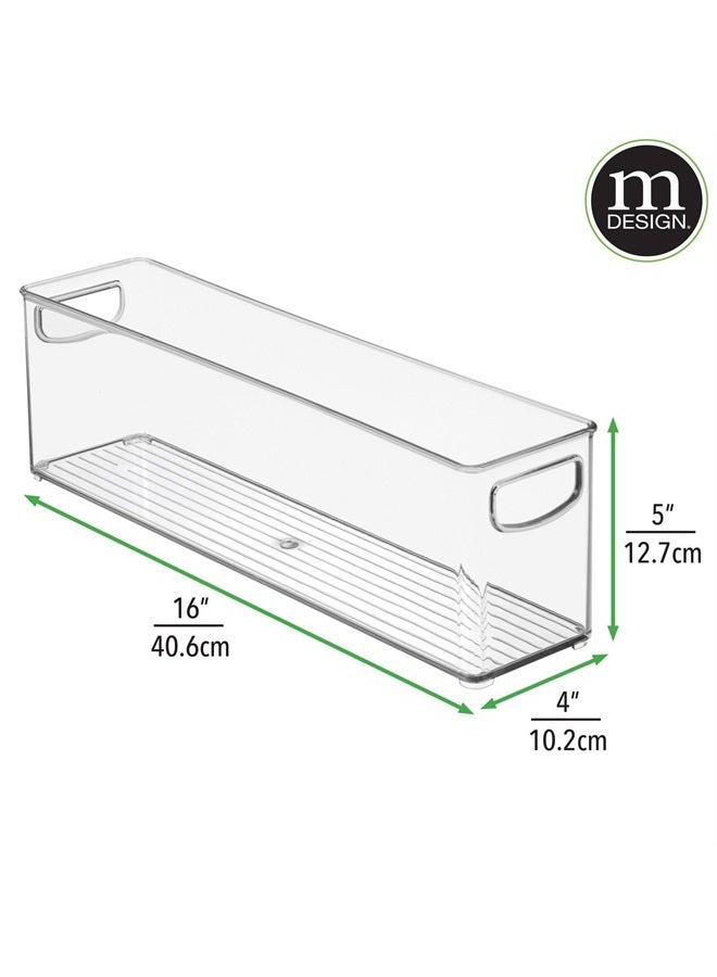 mDesign Plastic Long Stackable Storage Organizer Container, Organization Bin w/Handles for Kitchen, Pantry, Fridge, Freezer, Cabinet, Perfect to Hold Breast Milk - Ligne Collection - 2 Pack, Clear - Image 2