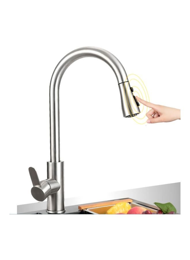 NIBEMINENT Single Handle Pull Kitchen Faucet Silver 400mm - Image 5