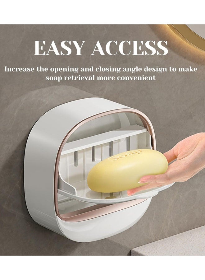 2 PCS Wall Mounted Soap Dish, Waterproof Shower Bar Soap Holder With Drain Tray, Self Draining Shampoo Bar Holder, For Shower, Bathroom, Bathtub - Image 4