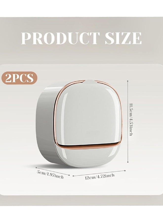 2 PCS Wall Mounted Soap Dish, Waterproof Shower Bar Soap Holder With Drain Tray, Self Draining Shampoo Bar Holder, For Shower, Bathroom, Bathtub - Image 2