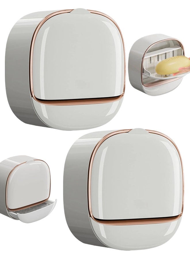 2 PCS Wall Mounted Soap Dish, Waterproof Shower Bar Soap Holder With Drain Tray, Self Draining Shampoo Bar Holder, For Shower, Bathroom, Bathtub - Image 1