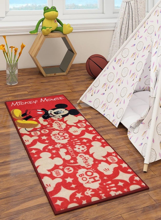 Athom Trendz Athom Living Disney Mickey Mouse Polyester Runner Carpet - 24x54, Red - Image 1