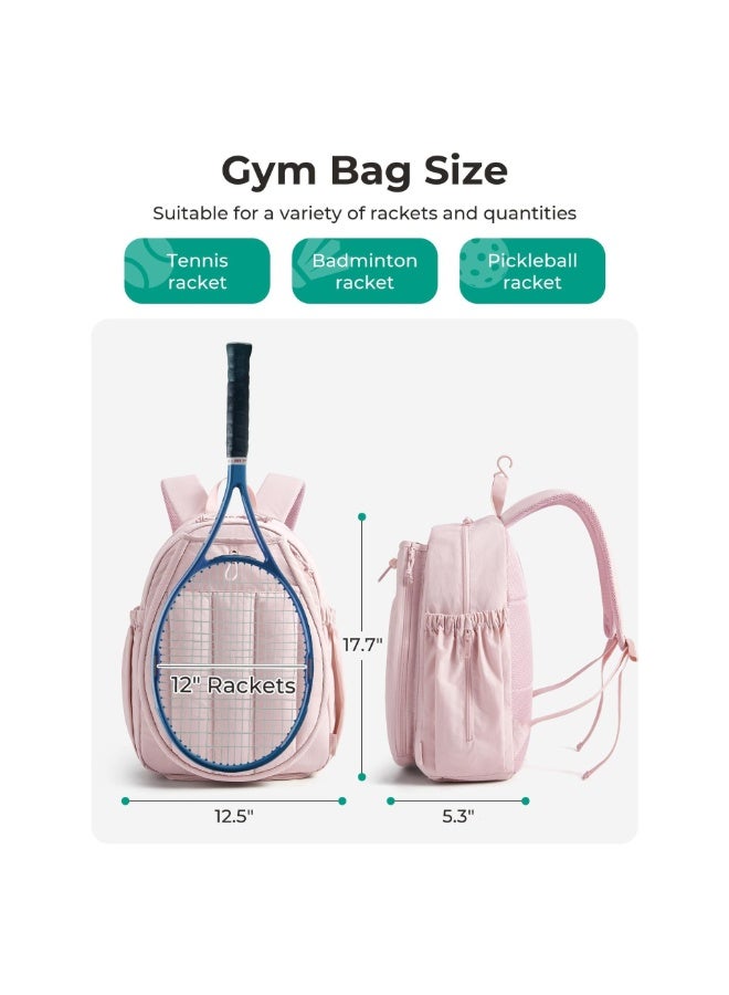 Tennis Bag for Women, Tennis Rackets Backpack with Shoes Compartment, Hanging Gym Backpack for Court, Off-work, Everyday - Image 2