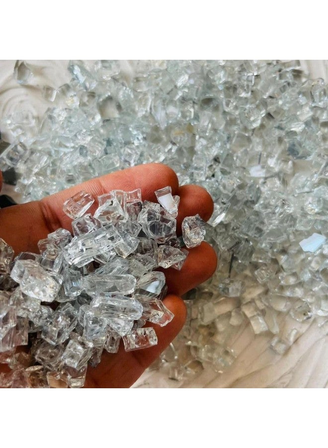 R H LIFESTYLE R H LIFESTYLE Crushed Glass/Fire Pits for Resin Art High Luster Fire Glass Used Specially for Resin Art/Geode Art Fire Pit Crafts (Aqua Clear 8mm, 900G) - Image 3
