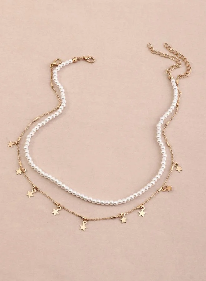 Take Two Set of 2 - Star and Faux Pearl Necklace
