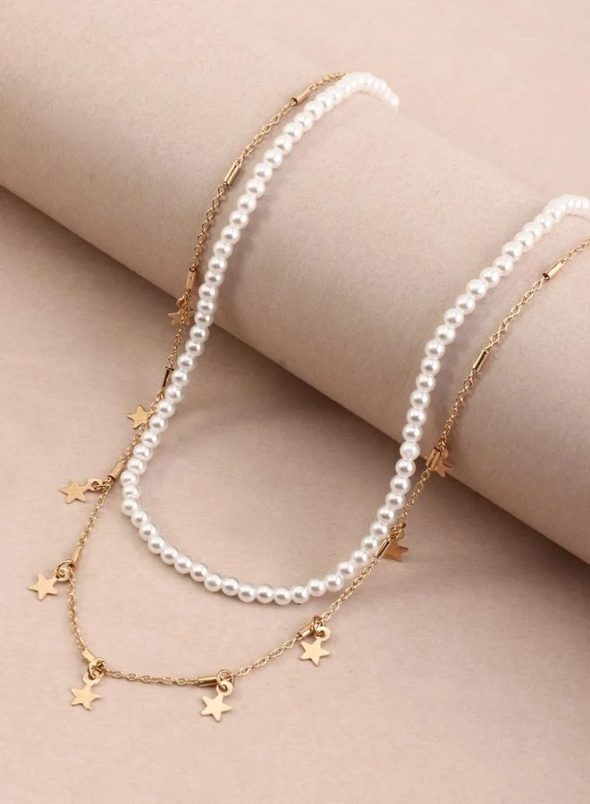 Take Two  Set of 2 - Star and Faux Pearl Necklace for Women | Best Price UAE