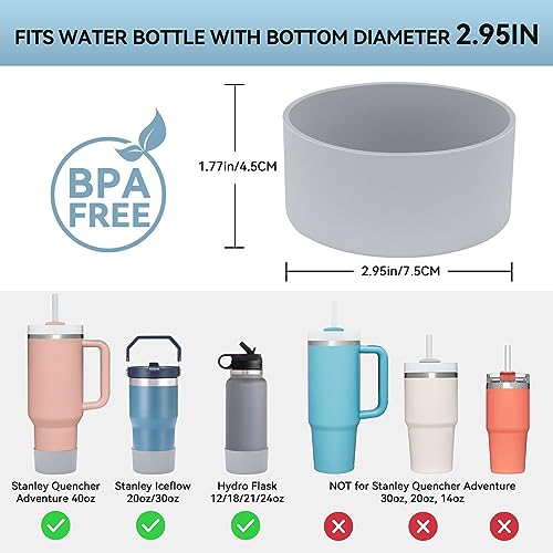 PICcircuit 2PCS for Stanley Boot, Silicone Bottom for Quencher Adventure 40oz 30oz IceFlow 20oz 30oz Bottle&for Hydroflask Tumbler 12-24oz for Stanley Cup Accessories Avoid Scratches&Noise - Image 2