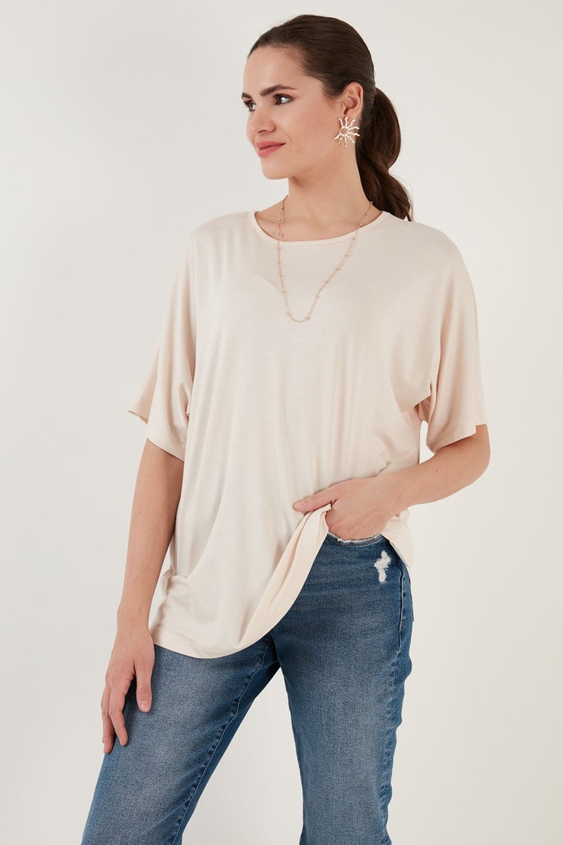Lela Crew Neck Oversize Flexible Textured Blouse Women's Blouse 5864528  - Image 2