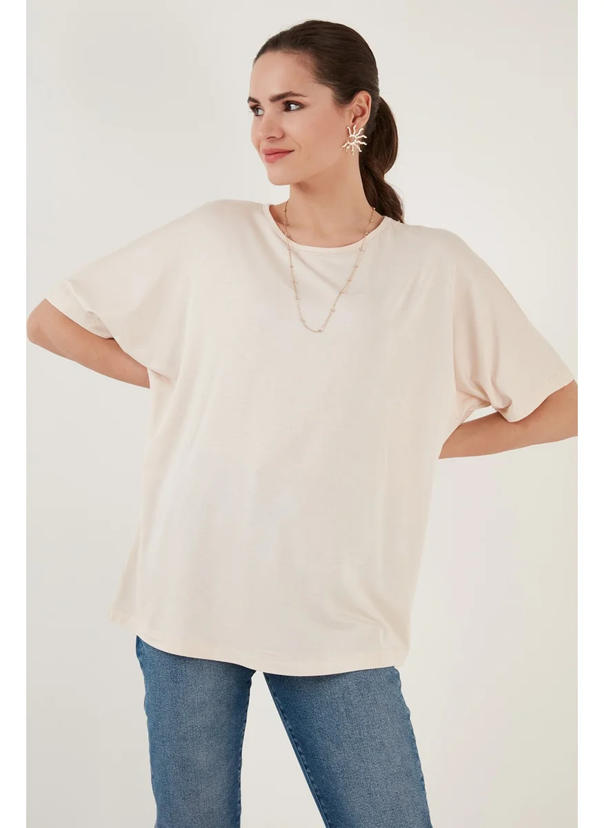 ليلا Crew Neck Oversize Flexible Textured Blouse Women's Blouse 5864528