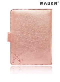 WAOKN Elegant Women's RFID Anti-Theft Passport Holder with Powerful Magnetic Closure, Multi-functional Compartments and High-Quality Leather Travel Document Cover(Rose Gold)  - Image 3
