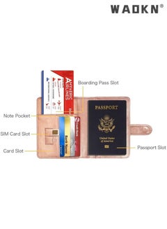 WAOKN Elegant Women's RFID Anti-Theft Passport Holder with Powerful Magnetic Closure, Multi-functional Compartments and High-Quality Leather Travel Document Cover(Rose Gold)  - Image 4
