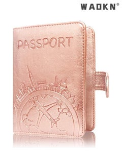 WAOKN Elegant Women's RFID Anti-Theft Passport Holder with Powerful Magnetic Closure, Multi-functional Compartments and High-Quality Leather Travel Document Cover(Rose Gold)  - Image 2