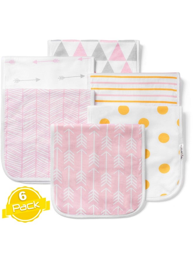 BaeBae Goods Burp Cloths for Baby Girl - Ultra Absorbent Burping Rags - Anti Shrink Unisex Burpy Clothes - Super Soft Jersey Cotton, Large 21"x10" - Thick for Newborn Cloth Diapers - 6 Pack - Image 1