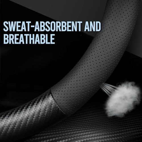 Carodi Carbon Fiber Leather Car Steering Wheel Cover ，for Tesla Model 3 / Model Y Steering Wheel Cover - Image 5