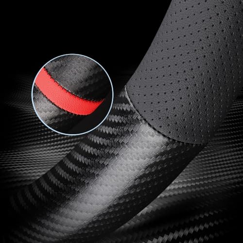 Carodi Carbon Fiber Leather Car Steering Wheel Cover ，for Tesla Model 3 / Model Y Steering Wheel Cover - Image 3