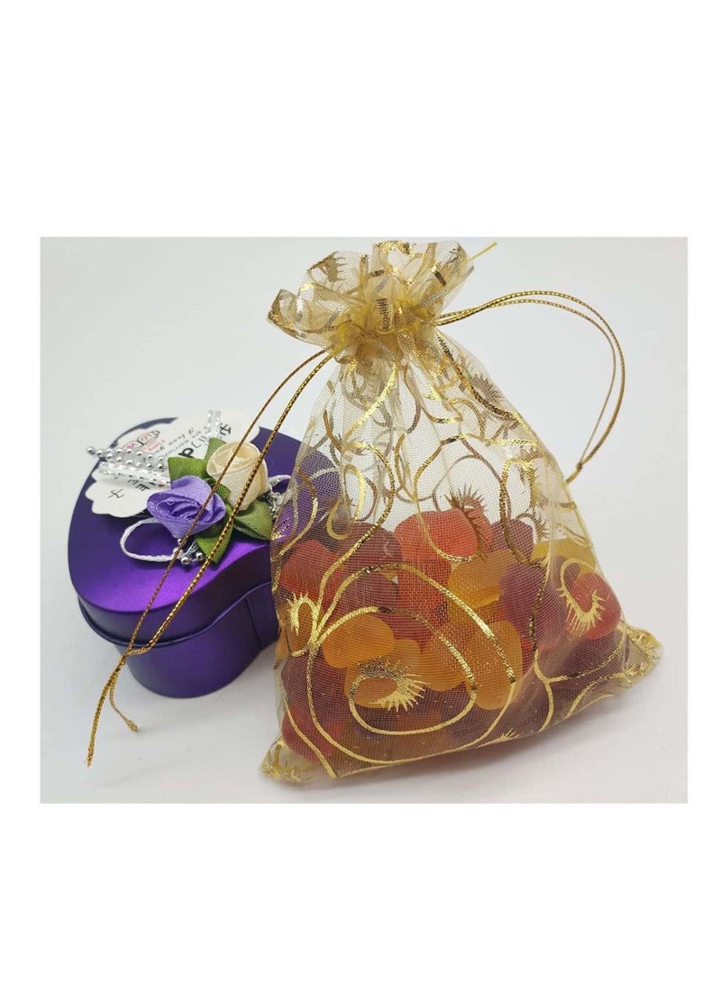 NIBEMINENT 100PCS Mini Sheer Organza Bags Gold Champagne Eyelash Bags, Drawstring Chic Gift Beauty Wedding Favor Candy Jewelry (Gold, 4 x 4.72 Inches) - Image 5