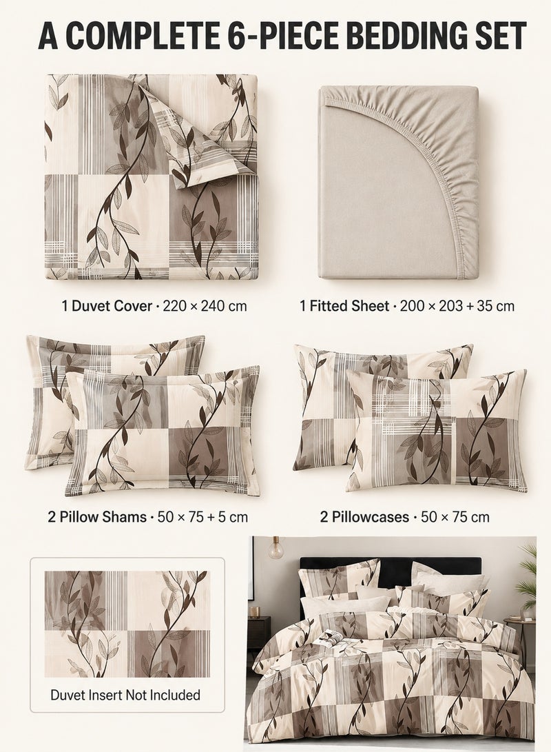 GOLDEN HOME King Size 220x240 cm - 6-Pcs Bed Set, Luxury  Soft-touch  Breathable fabric Duvet Cover Set  - 1 Duvet Cover, 1 Fitted Sheet, 4 Pillowcases ， Breathable, comfortable and soft (Filler Not Included) - Image 2