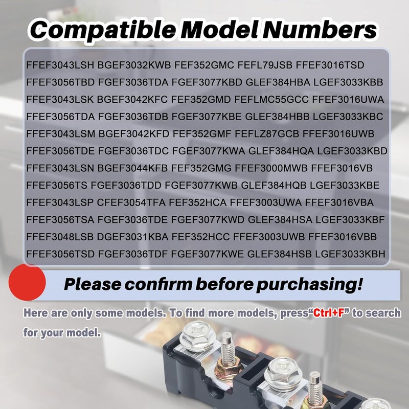 FEIMAOTUI 5303935271 Terminal Block Kit Compatible with Frigidaire Stoves Range/Cooktop/Oven,Replace AP4353768 1466751 75303935271 AH2333392 EA2333392 PS2333392,Fit for Electrolux/Gibson/Kelvinator/Kenmore Wear resistant upgraded material - Image 5