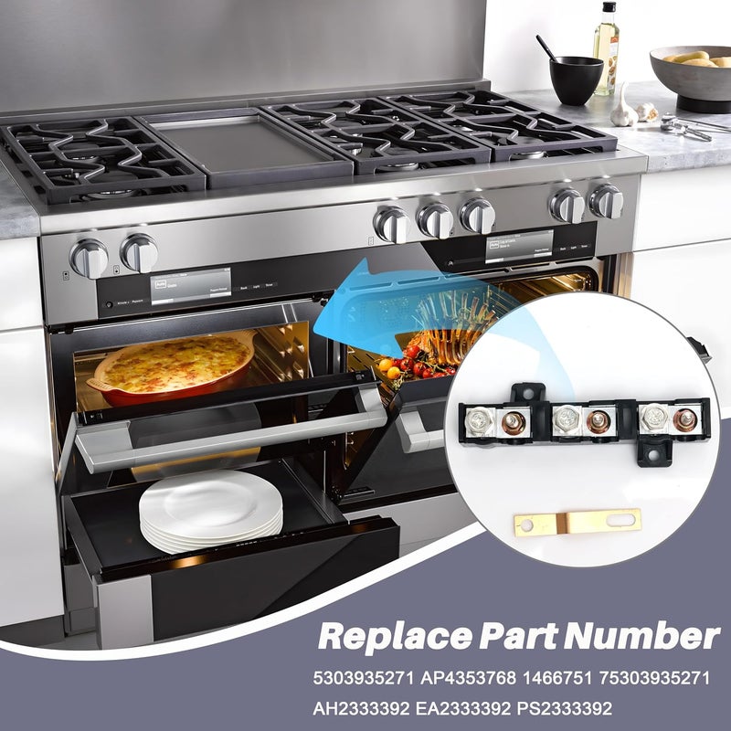 FEIMAOTUI 5303935271 Terminal Block Kit Compatible with Frigidaire Stoves Range/Cooktop/Oven,Replace AP4353768 1466751 75303935271 AH2333392 EA2333392 PS2333392,Fit for Electrolux/Gibson/Kelvinator/Kenmore Wear resistant upgraded material - Image 3