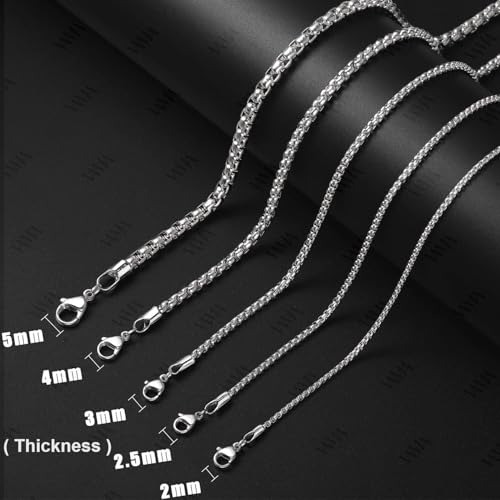 VAMA FASHIONS Elegant Stainless Steel Polished Finish Western Charm Stylish Durable Neck Box Necklace Chains for Girls & Women (2mm Thin Box Chain for girls) - Image 3
