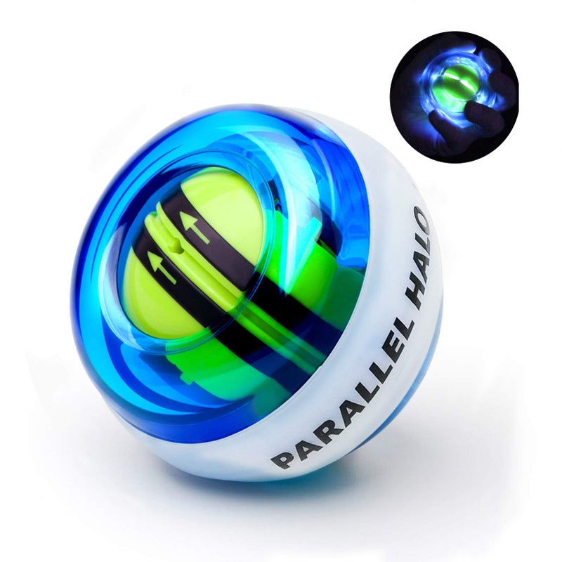 Parallel Halo Power Wrist Ball AUTO Start Gyro Ball with LED Lights Forearm Exerciser Wrist Strengthener for Strengthening Muscle and Bones (Blue+led) - Image 1