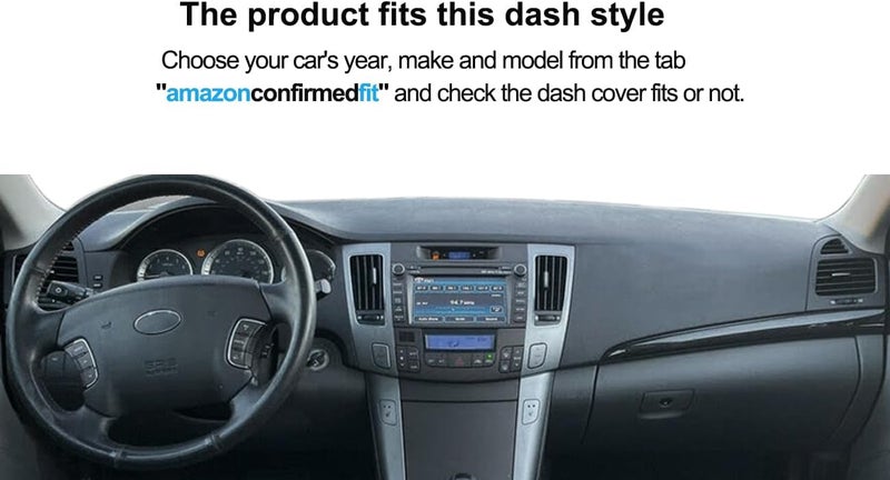 Fcovergurus Dash Cover Mat for Hyundai Sonata 2009-2010 with Sensor Cutout - Dark Gray - Image 2