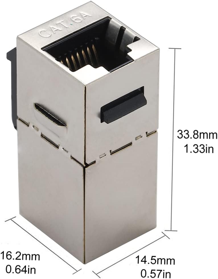 Greluma جريلوما ()، 6 قطع من ألواح RJ45 من نوع CAT6A على شكل متوازي أضلاع، موصلات من نوع موصلات الإيثرنت المحمية والمدمجة، لتوصيل كابلات الإيثرنت من ذكر إلى أنثى، بلون فضي. - Image 4