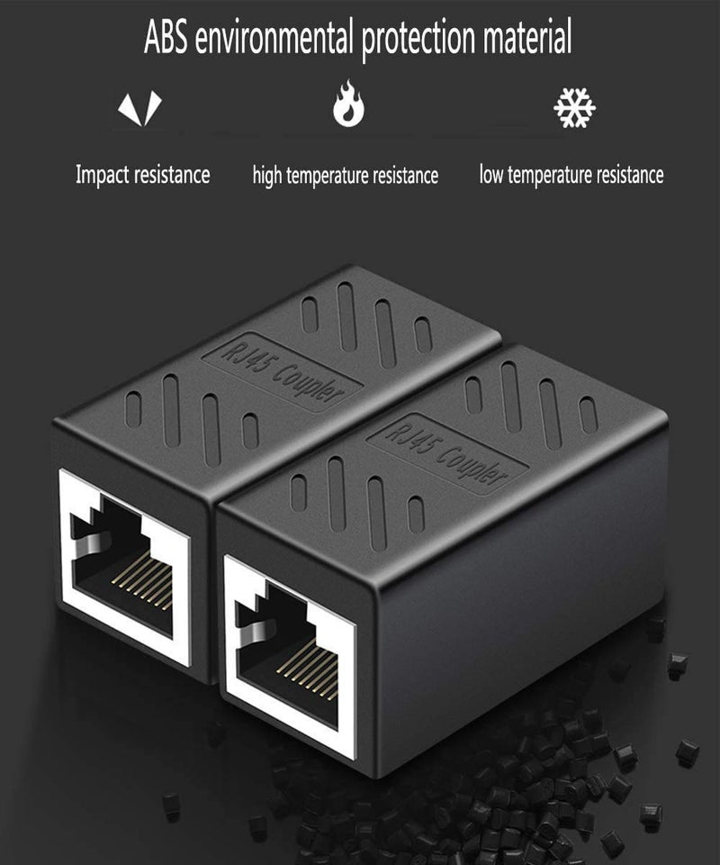 PLUSPOE RJ45 Coupler, PLUSPOE 2 Pack Ethernet Cable Extender Inline LAN Connector Plugs for Cat5 Cat5e Cat6e Cat7 Cable, Female to Female (Black) - Image 5