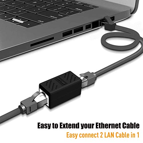 PLUSPOE RJ45 Coupler, PLUSPOE 2 Pack Ethernet Cable Extender Inline LAN Connector Plugs for Cat5 Cat5e Cat6e Cat7 Cable, Female to Female (Black) - Image 4