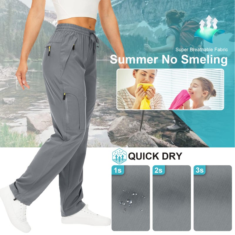 Toomett Women's Hiking Cargo Pants Quick Dry UPF50+ Outdoor Pants for Women Fishing Safari Travel Stretchy Pants with Pockets,6608,Grey,S - Image 3