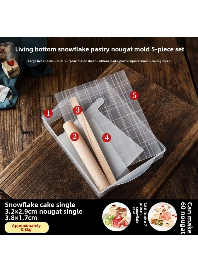 Generic - Snowflake Crisp Nougat Mold Plate Handmade Diy Tools Suit Full Set Household Non-stick Cooling Shaping Active Chassis-Specifications: Live Bottom Dual-use Mold-Color:See Figure - Image 1