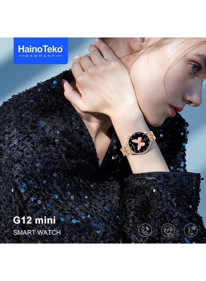 Haino Teko Hanio Teko G12 Mini Girl's Smartwatch with Round AMOLED Display, Gold Finish, 3 Extra Straps & Charging Cable - Image 4