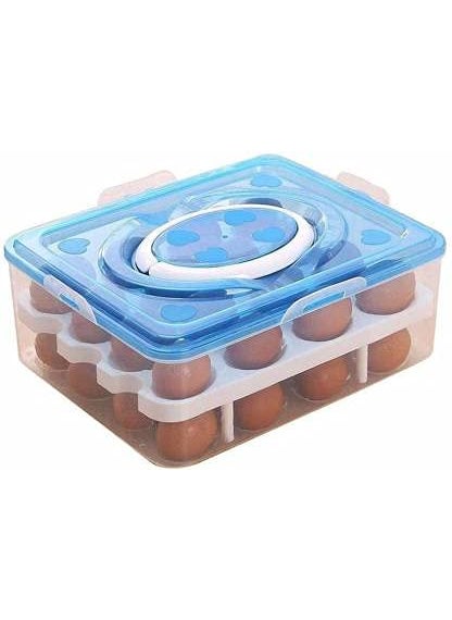 HomesWorld HomesWorld 32 Grid Double Layer Egg Storage Box Refrigerator Safe Multipurpose Container Pack of 1 Multicolor  - Image 1